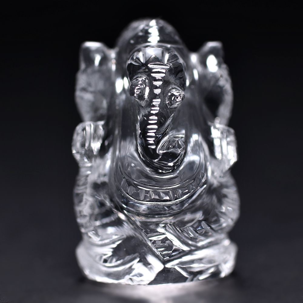 高品質++]インド/マニハール産ヒマラヤ水晶ガネーシャ像（高さ約2.9cm
