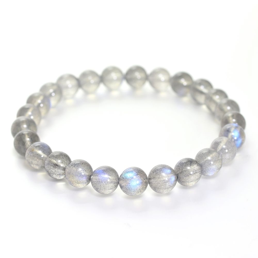 高品質++]ラブラドライトブレスレット（約7.5mm玉・ブルー系シラー