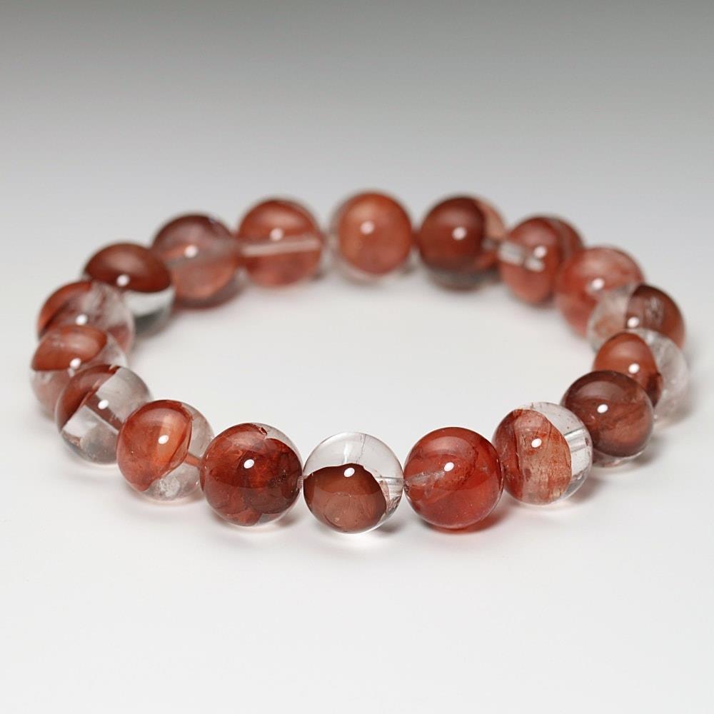 高品質]マニカラン産ヒマラヤ水晶ブレスレット（約12mm玉/ライモナイト