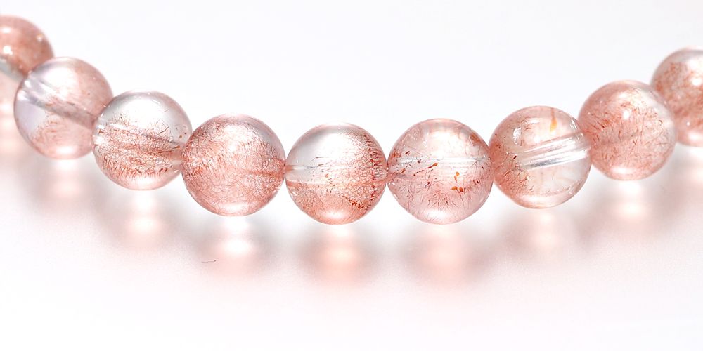 トップクォリティ]カザフスタン産ストロベリークォーツブレスレット