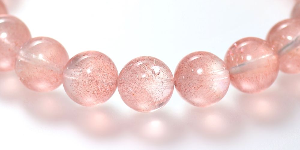 トップクォリティ]カザフスタン産ストロベリークォーツブレスレット