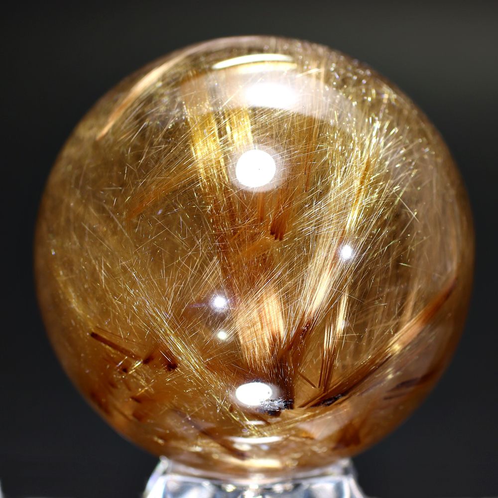 高品質]ブラジル産ゴールドルチルクォーツ丸玉/スフィア（直径51.1mm