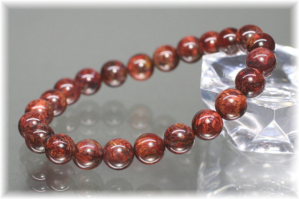 ナミビア産]レッドピーターサイトブレスレット（約8mm玉） - 埼玉県