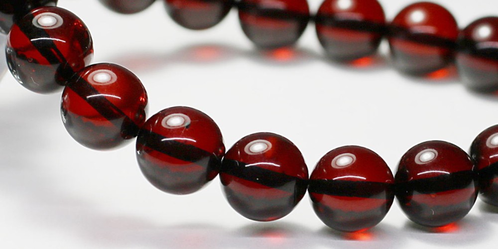 高品質]天然レッドアンバーブレスレット（約9.5mm玉・熱処理） - 埼玉