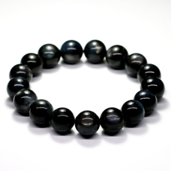 高品質++] ブラックアクアマリンブレスレット（約10mm玉・スター入り