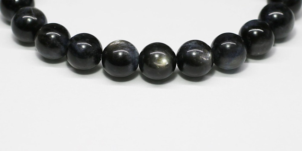 高品質]ブラックスターアクアマリンブレスレット（約9mm玉） - 埼玉県