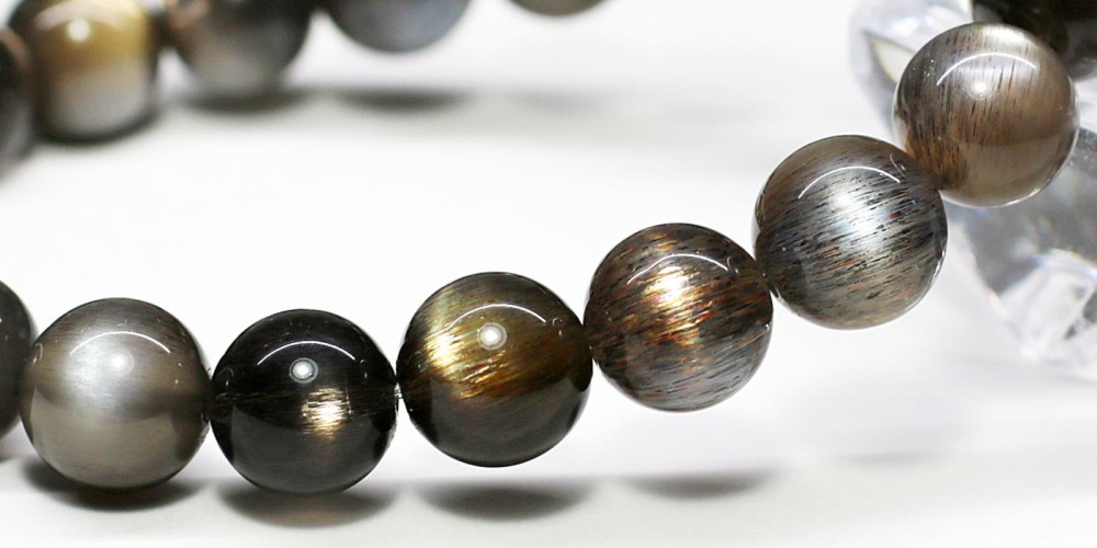 高品質++]ブラックサンムーンストーンブレスレット（約9.5mm玉