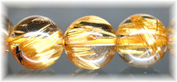 高品質]ゴールドルチルクォーツブレスレット（約10mm玉） - 埼玉県吉川