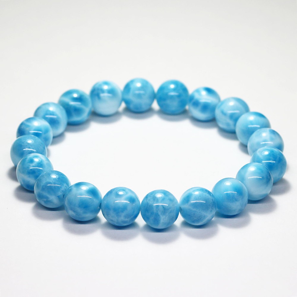 最高品質]宝石質ラリマーブレスレット（約10mm玉・オールブルー