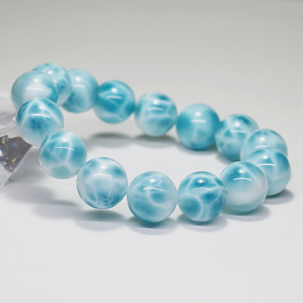 高品質++]ラリマーブレスレット（約13.5mm玉） - 埼玉県吉川市の天然石