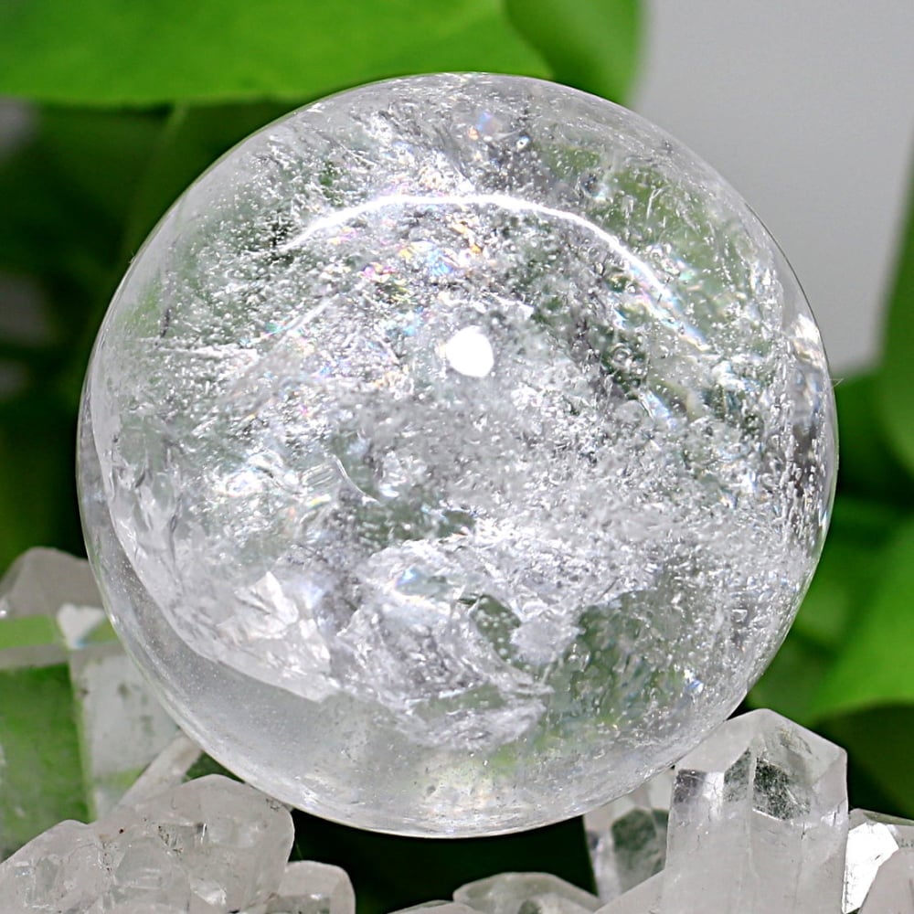 インド/マニハール産ヒマラヤ水晶丸玉/水入りスフィア（直径46.2-47.2