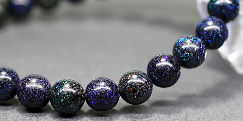 高品質++]ブラックマトリックスオパールブレスレット（約8mm玉