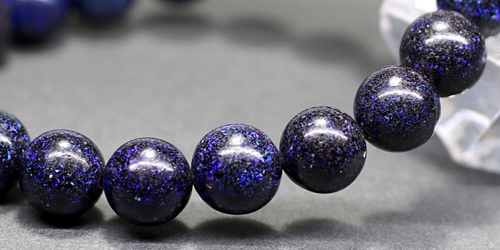 高品質++]ブラックマトリックスオパールブレスレット/ブルー系（約10mm