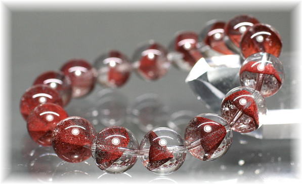 高品質]ブラジル産レッドファントムクォーツブレスレット（約13mm玉