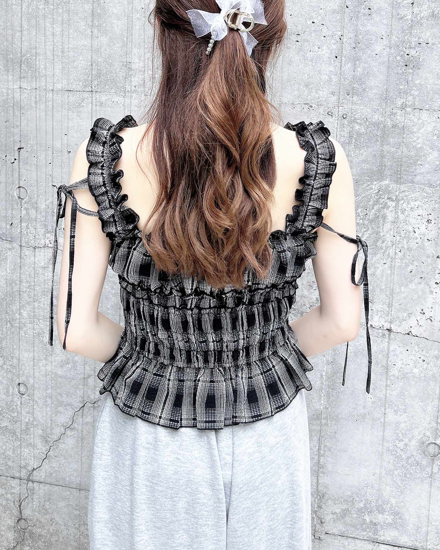 2Wayフリルチェック柄キャミブラウス(セットアップ対応)｜INGNI(イング