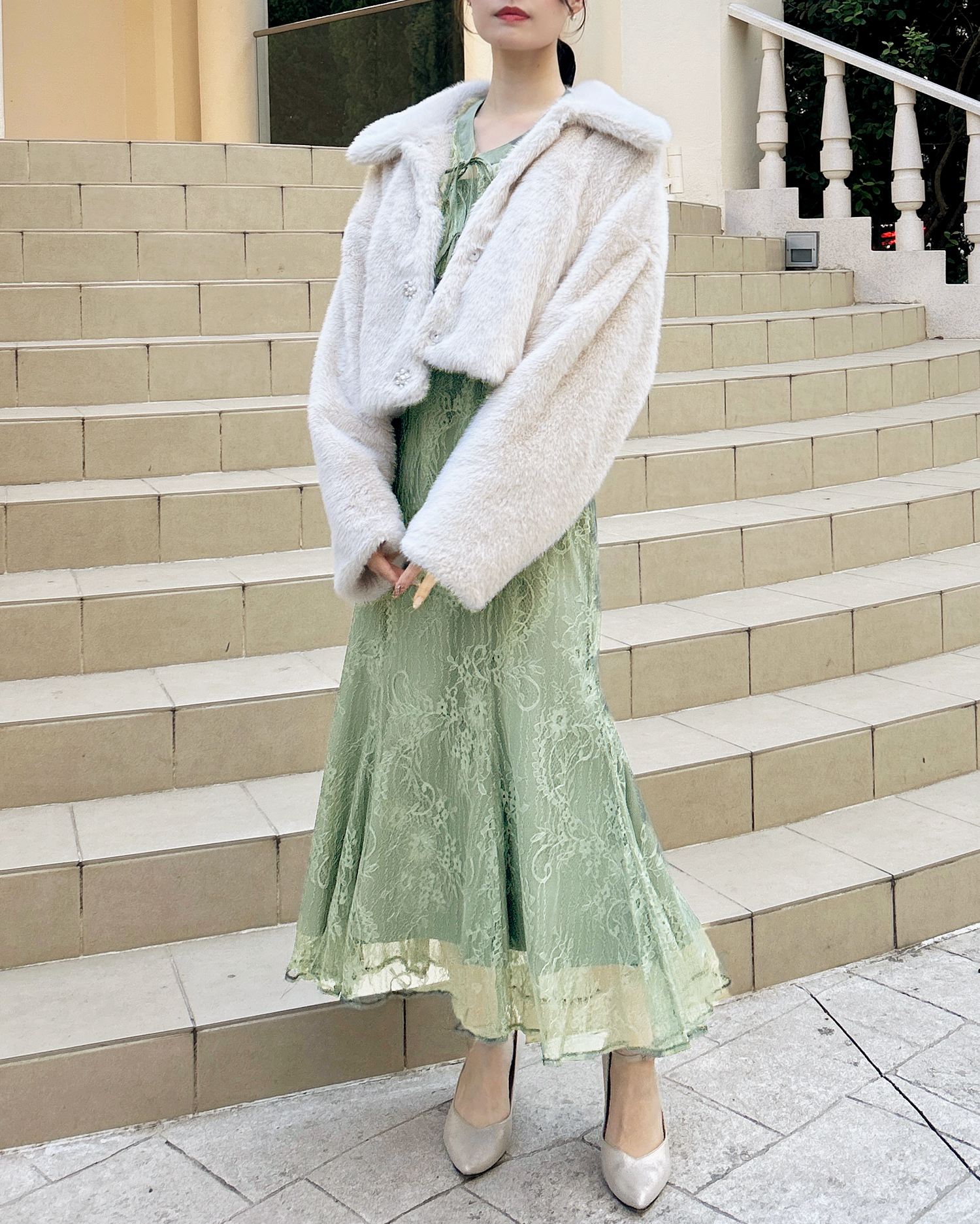 オケージョン】2Wayレースリボンブラウス＋キャミワンピース／セット