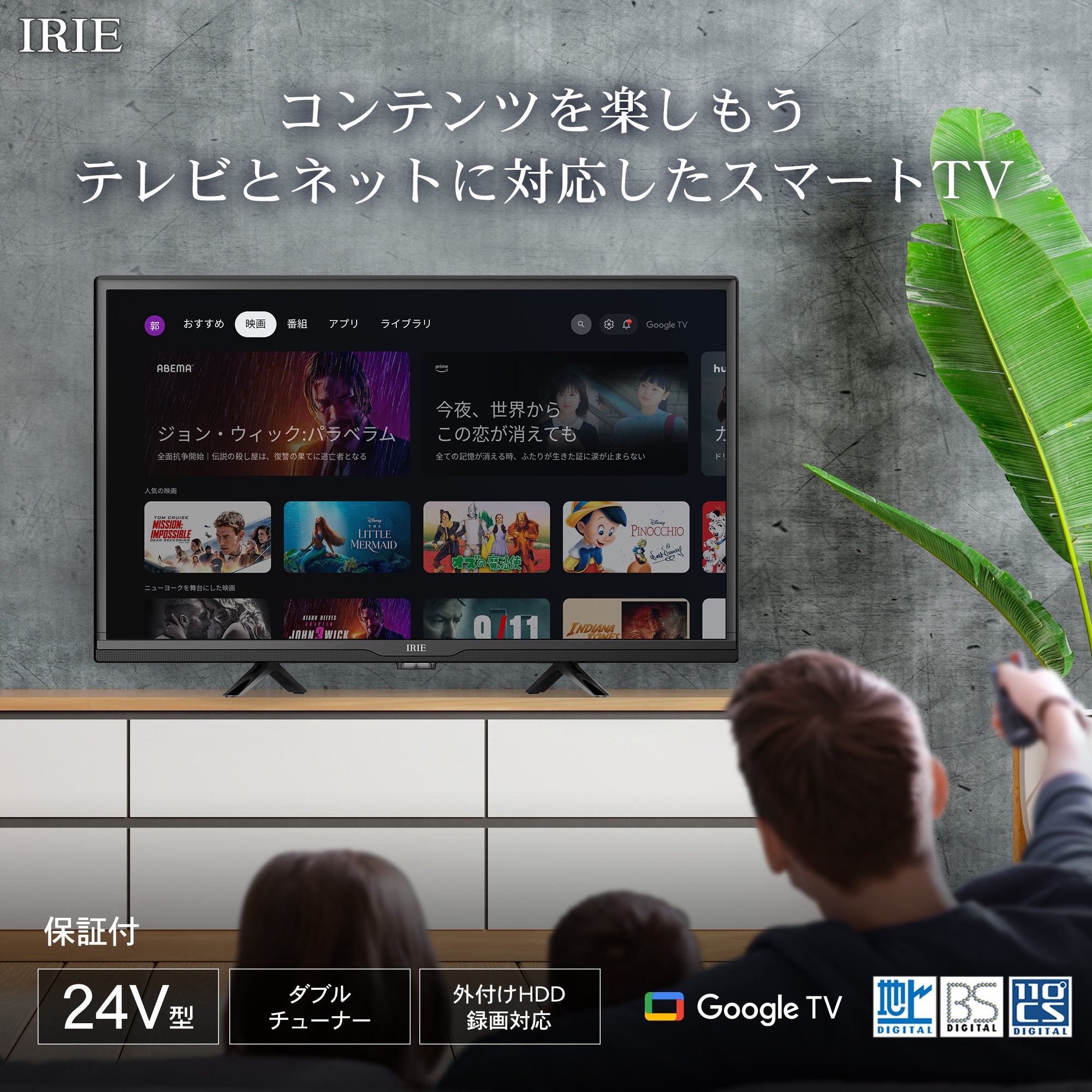 公式】IRIE Google TV 24V型 ダブルチューナー ハイビジョン – ICHIBAKAN