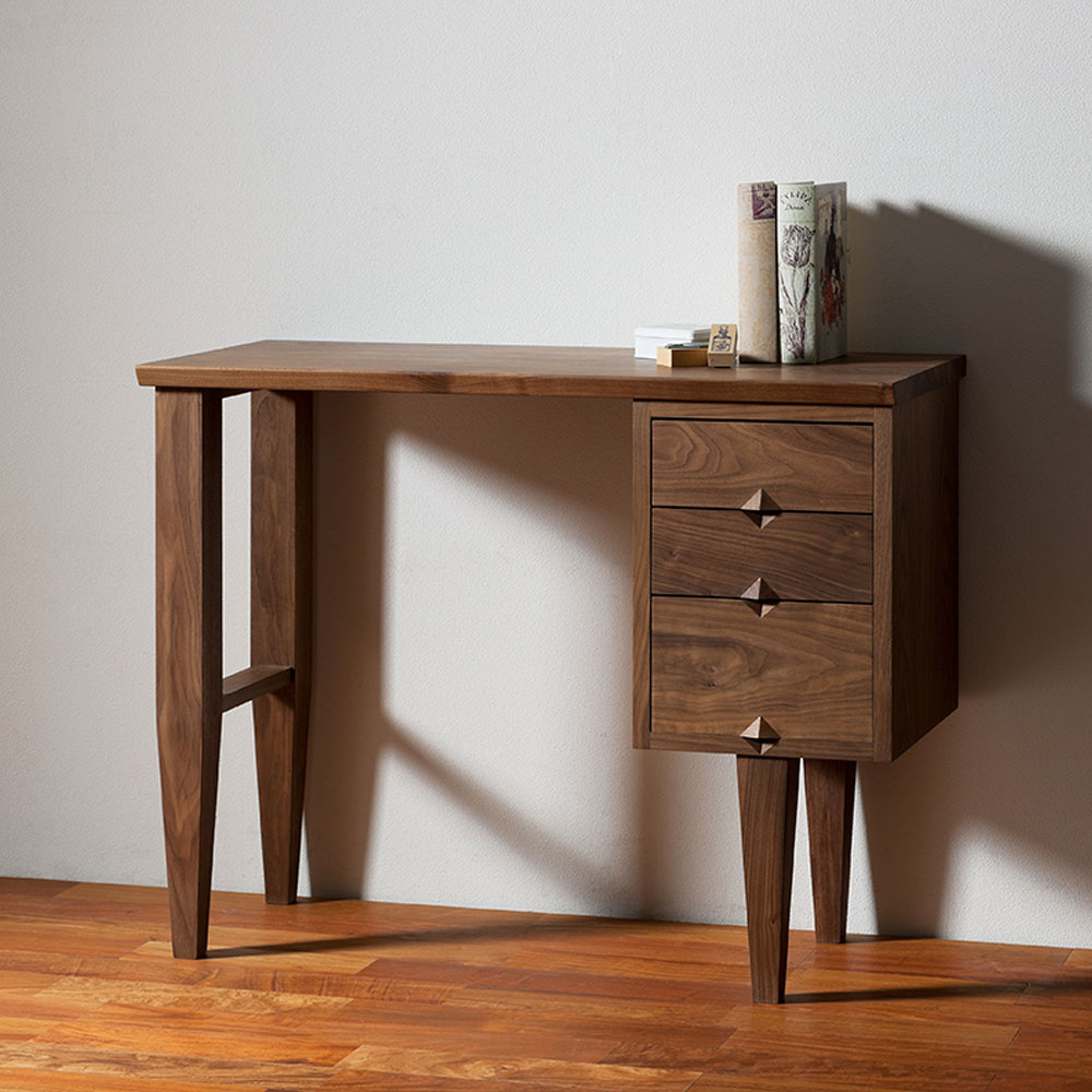 デスク「フラッグ」幅90cm Bタイプ ウォールナット材 天板仕様全2