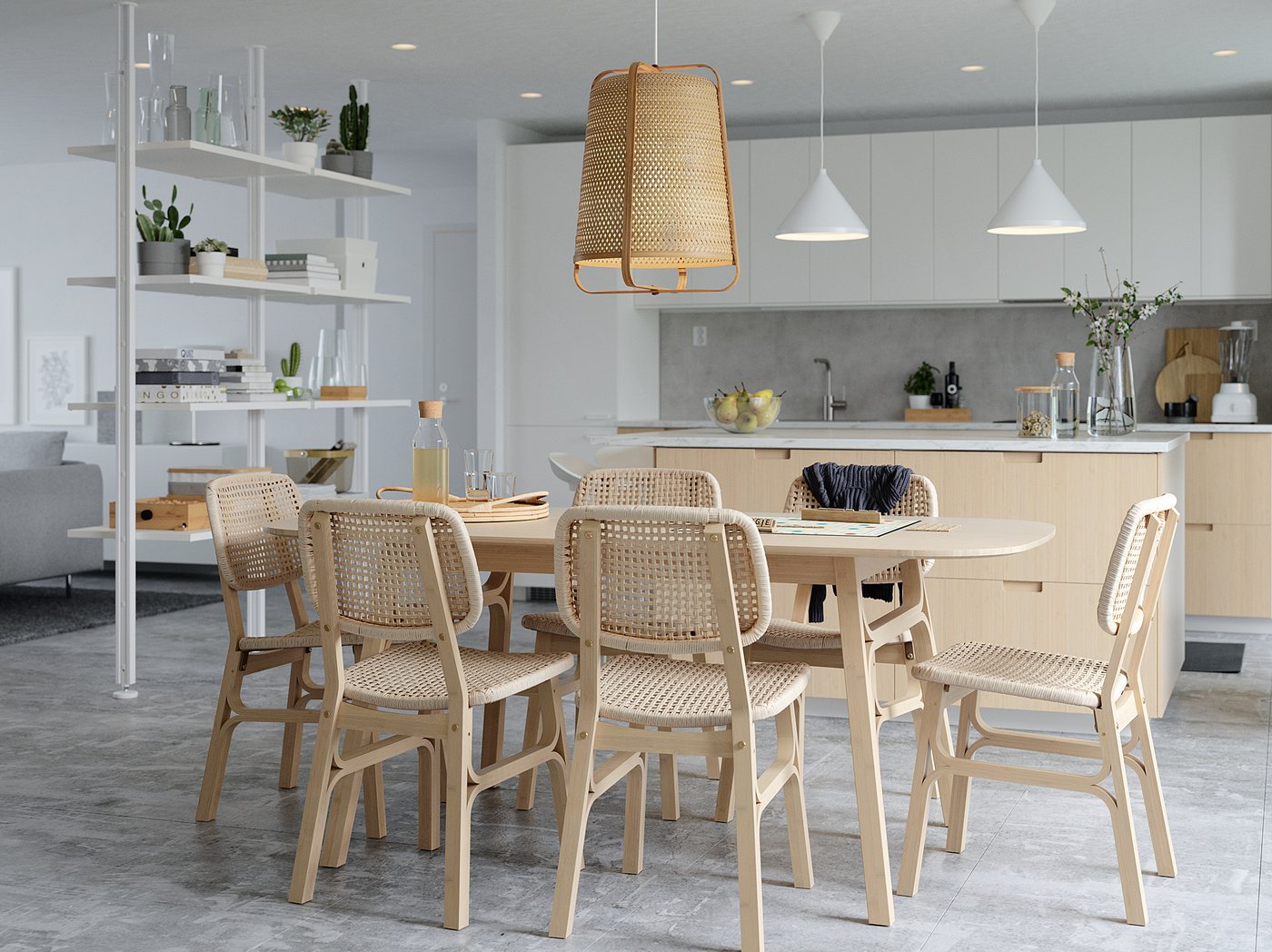 VOXLÖV ヴォックスローヴ ダイニングテーブル, ライトバンブー, 180x90