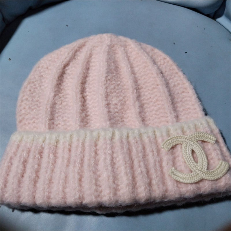 Chanel シャネルリブ編み ニットハット ロゴワッペン ニット帽 ワッチ