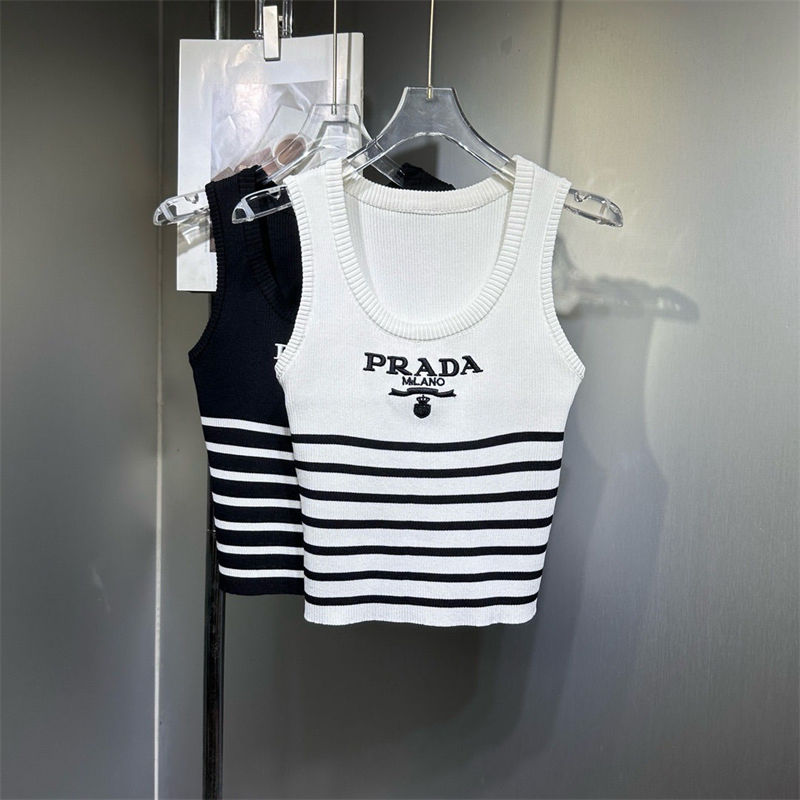 Prada プラダブランドニットベスト レディース トップス Uネック