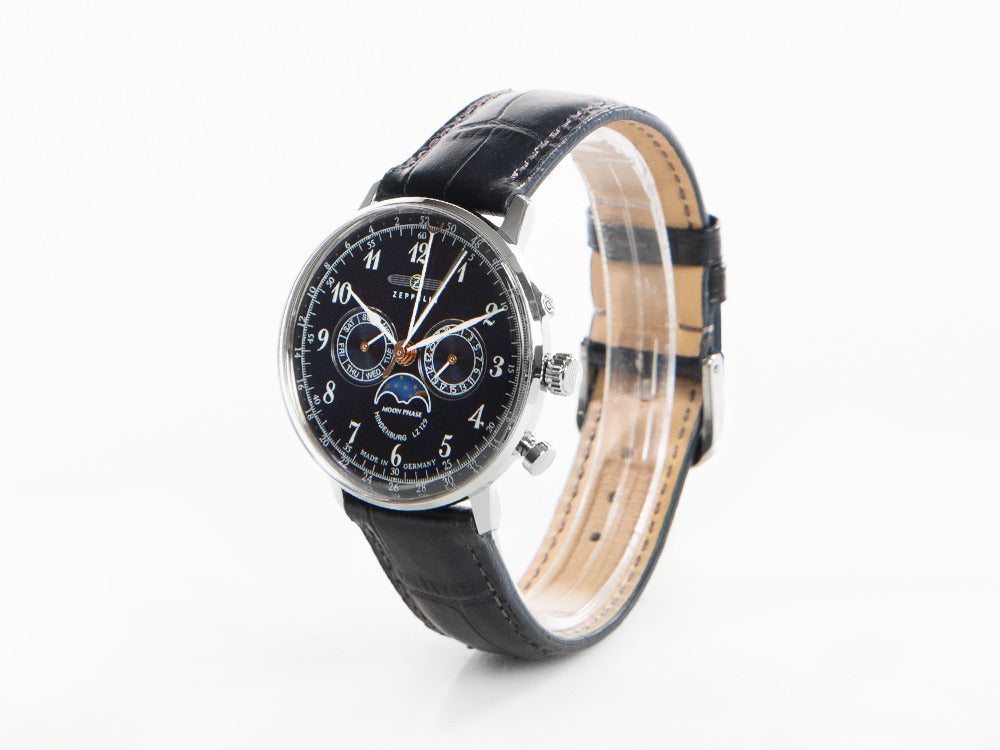 Zeppelin LZ 129 Hindenburg Moonphase Quartz Watch, Blue, 40 mm