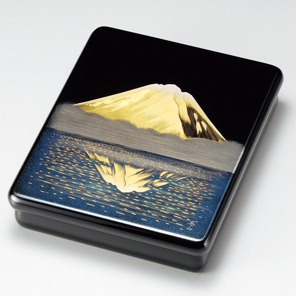 光琳文庫 沈金鏡富士 黒 漆塗り・木製 12-13006 漆器の井助