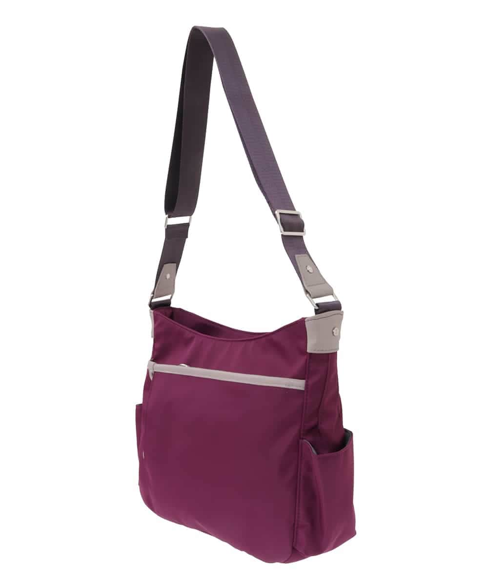 撥水/500g以下の軽量]アクセントレザーショルダーバッグ(ショルダー