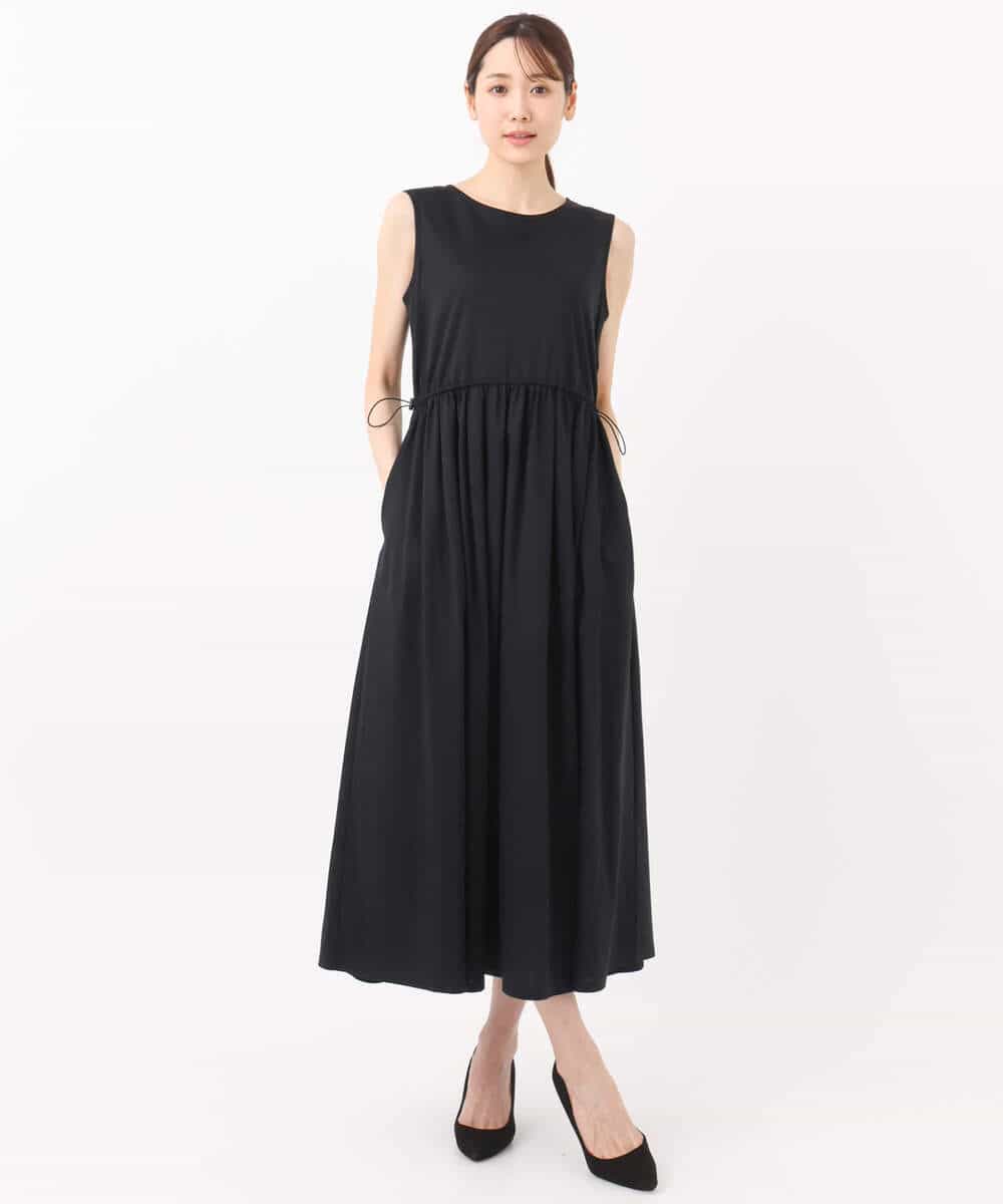 ウエスト切り替えノースリーブワンピース/接触冷感/洗える(ワンピース