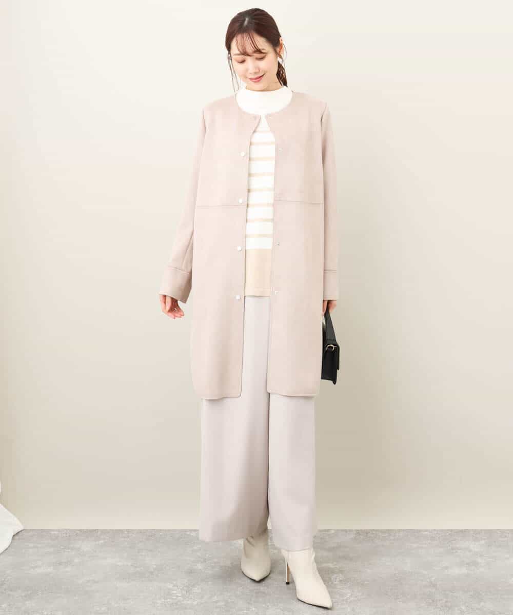 フェイクスウェードノーカラーコート/洗える(ノーカラーコート) | MK