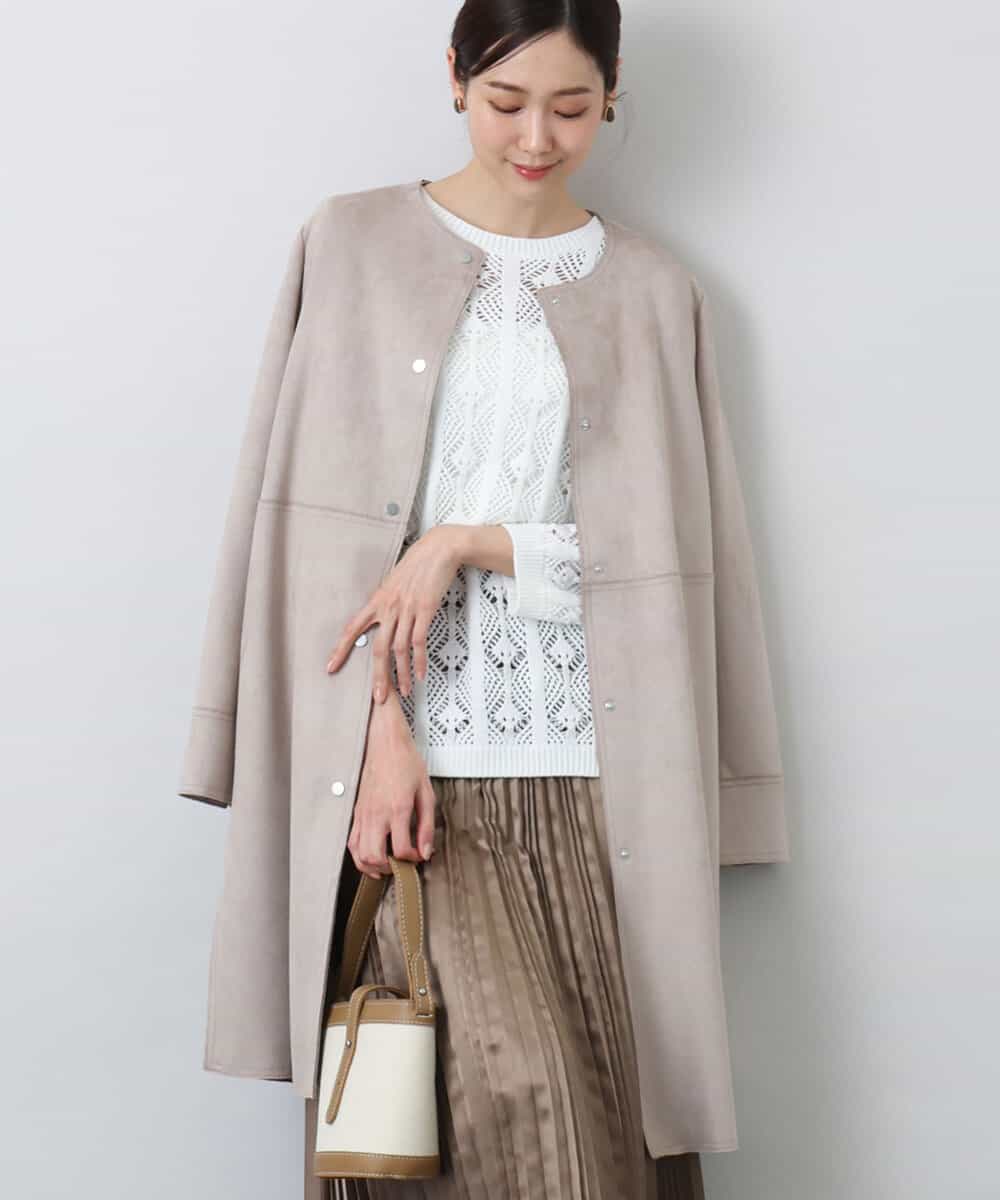 フェイクスウェードノーカラーコート/洗える(ノーカラーコート) | MK