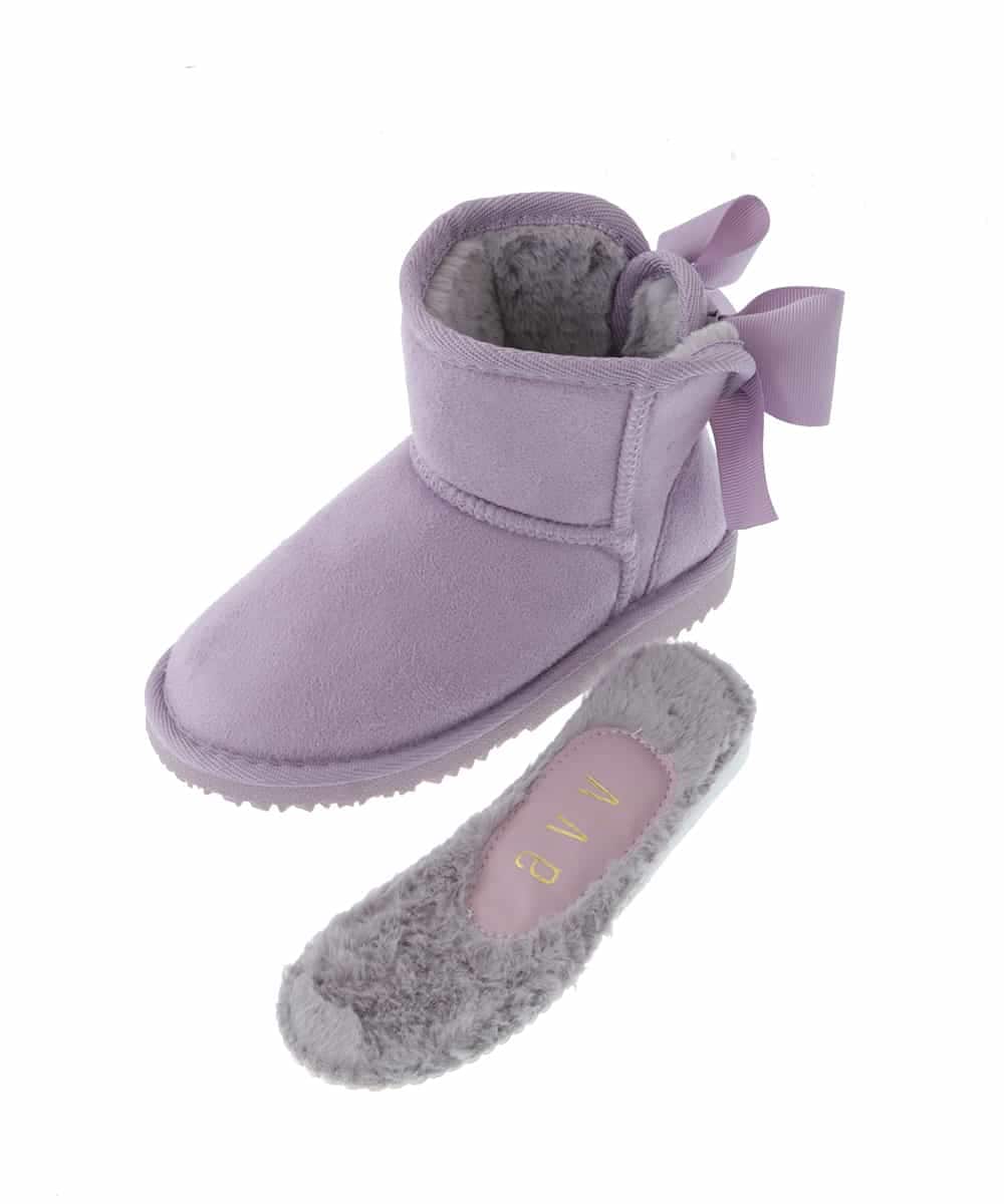 KIDS]リボン付フェイクムートンブーツ[WEB限定サイズ](ブーツ