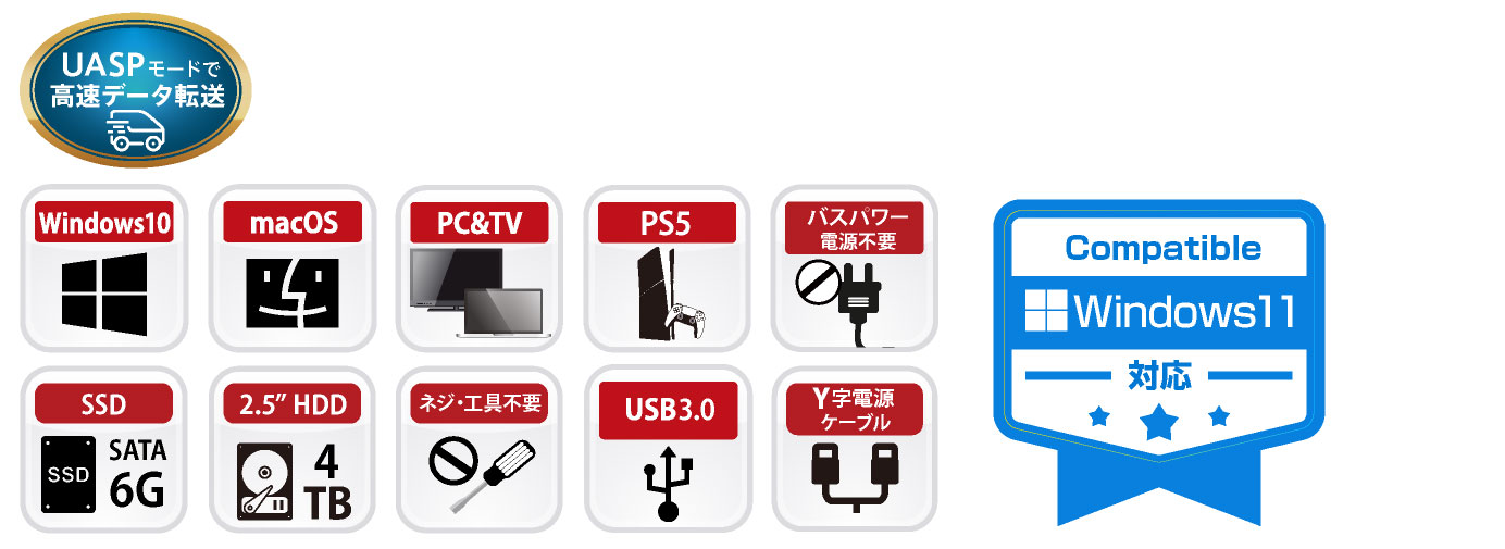 ネジ・工具不要 2.5型SATA HDDケース USB3.1Gen1（USB3.0）USB2.0接続