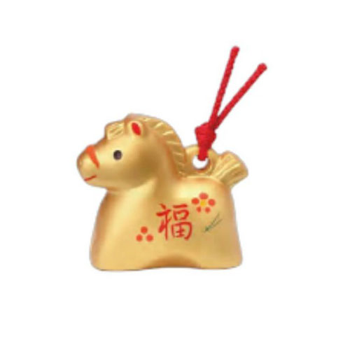 Saiki Shofuku Golden Horse Pottery Bell – Japanese Zodiac Figurine