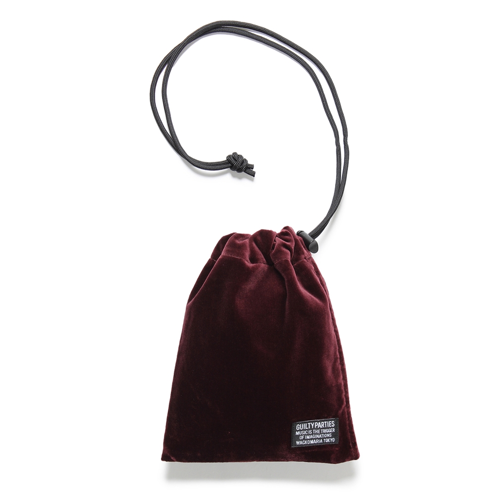 WACKO MARIA/VELVET DRAWSTRING BAG（BURGUNDY）［ドローストリング