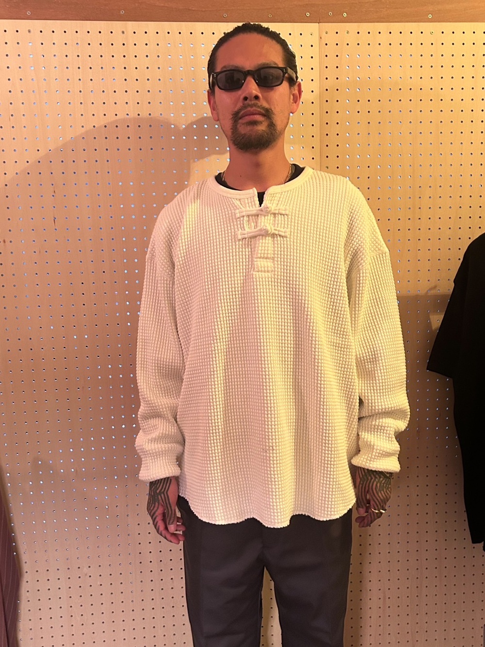 30％OFF】exodus/ORIENTAL HENRY NECK SHIRT（WHITE）［オリエンタル