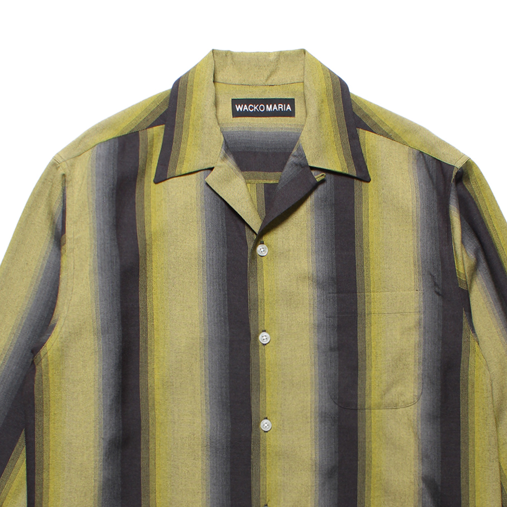 WACKO MARIA/OMBRE STRIPE OPEN COLLAR SHIRT（YELLOW）［オンブレ