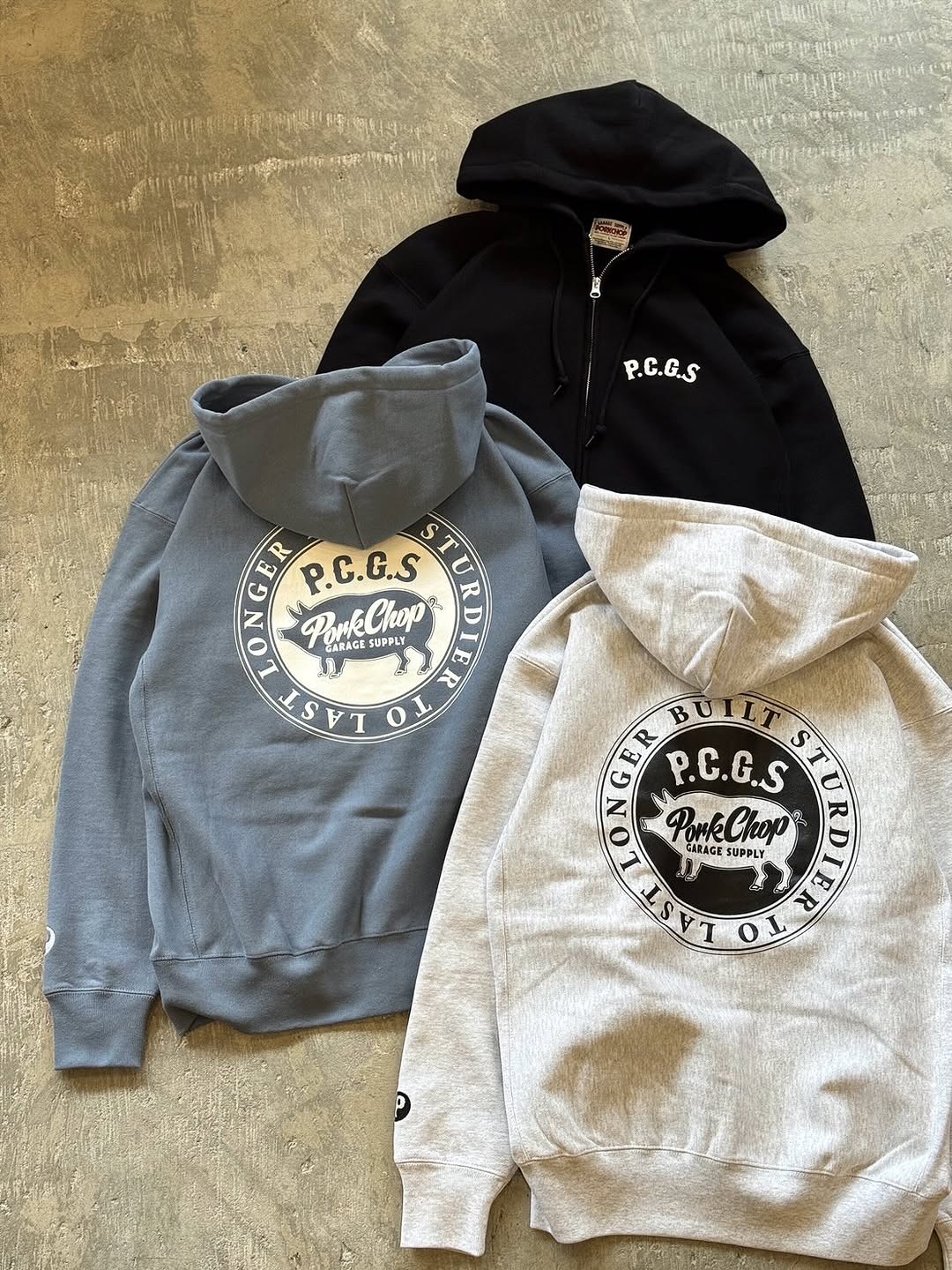 PORKCHOP/CIRCLE PORK ZIP UP HOODIE（STONE BLUE）［サークルポーク