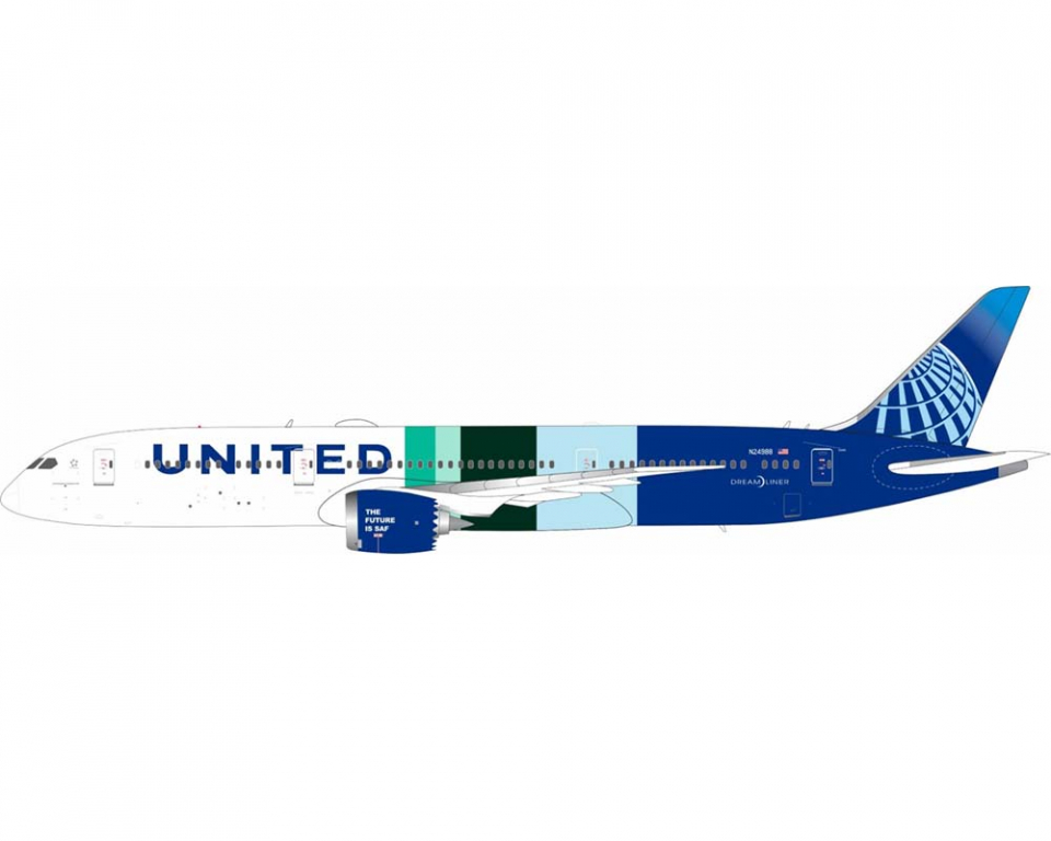 www.JetCollector.com: United Airlines B787-9 The Future is SAF, w