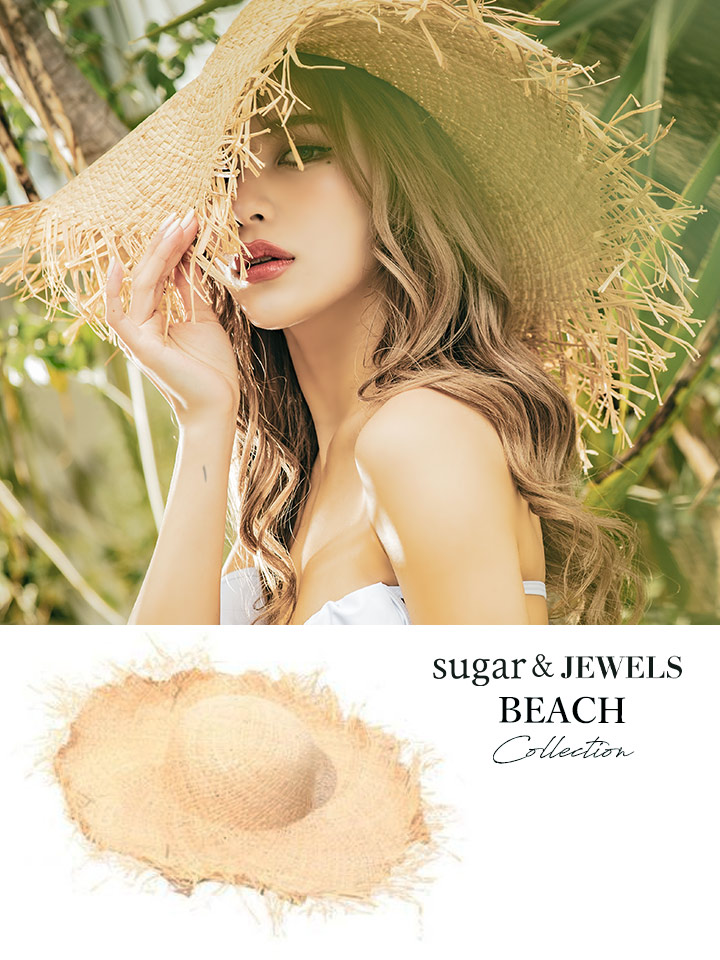 即日発送】【水着小物：帽子】麦わらフリンジストローハット [YMT