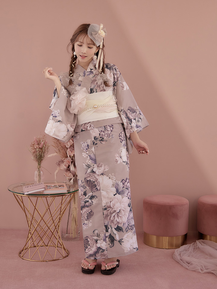 即日発送】【オリジナル浴衣】大人スウィートフラワー牡丹柄浴衣【浴衣