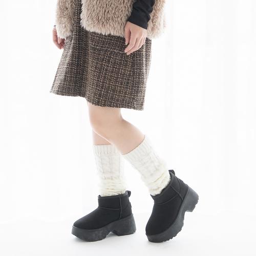 厚底チャンキーヒールムートンブーツ(S ベージュ): ブーツ | ジェリー