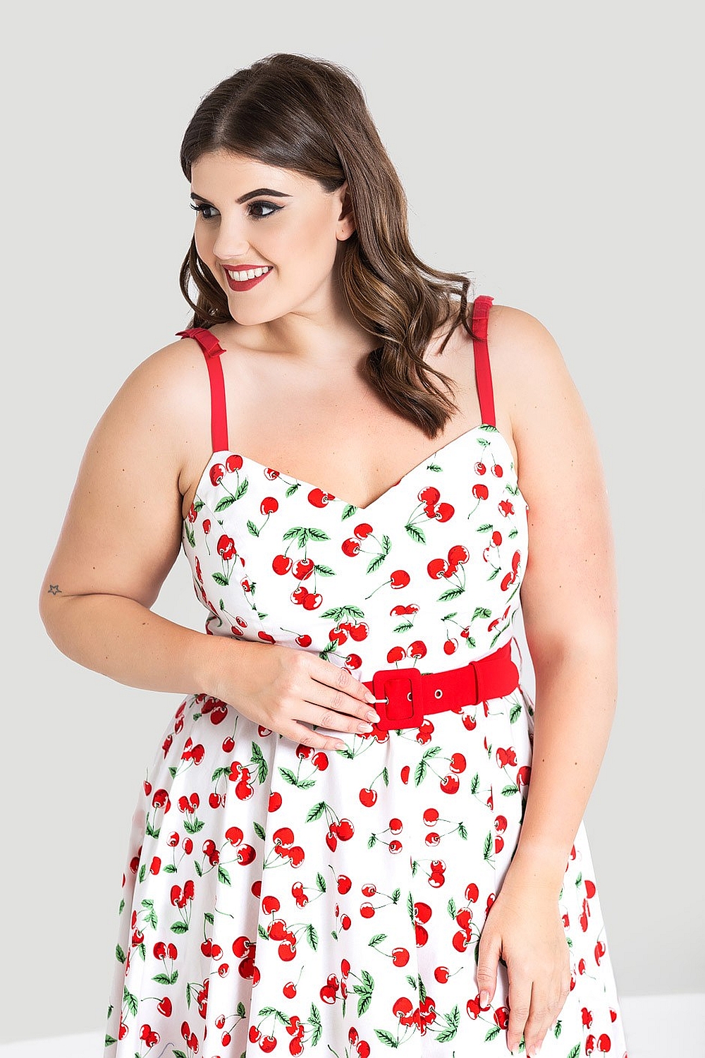 Hell Bunny Sweetie 50's Cherries Swing Dress PLUS