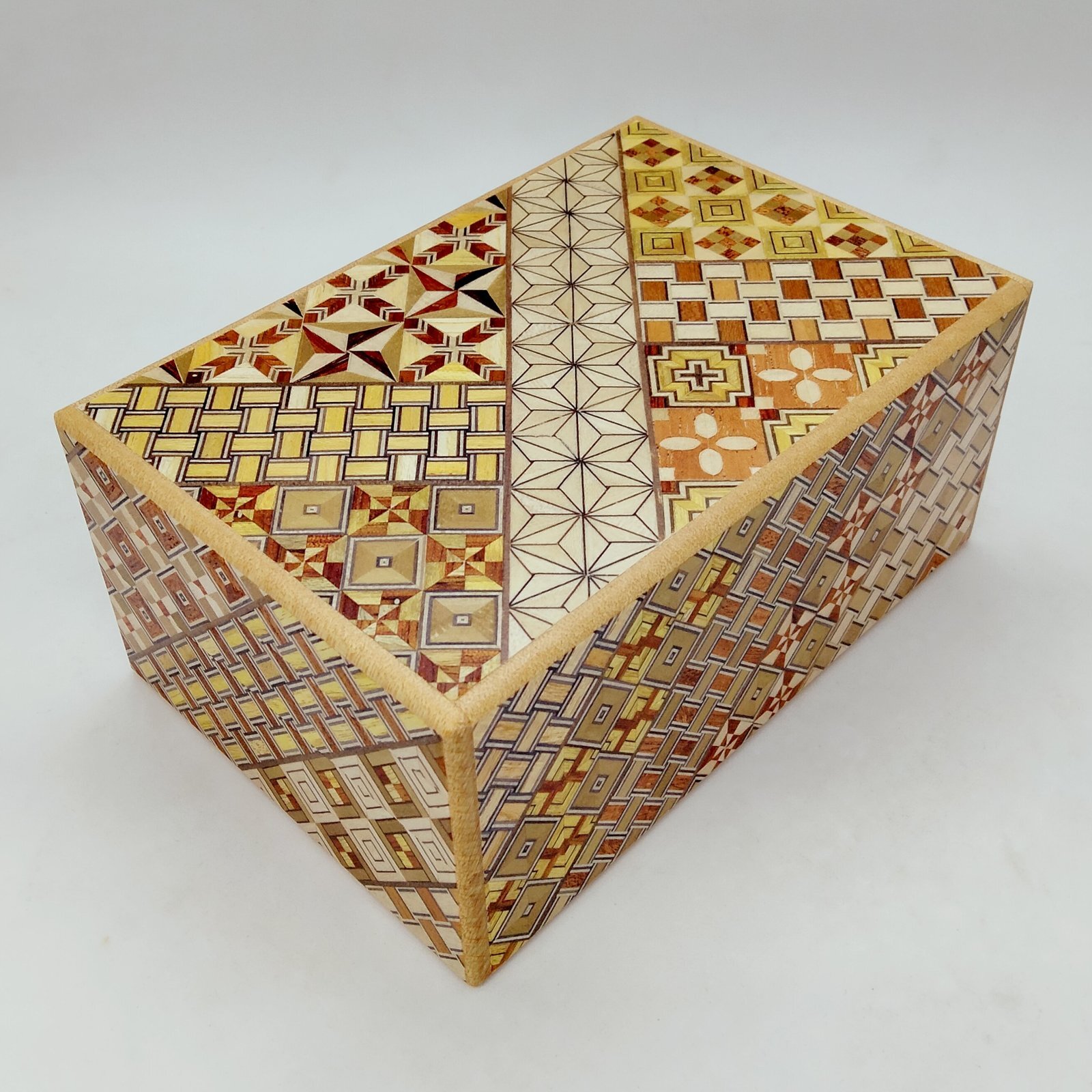 27 steps Yosegi 5 sun Japanese puzzle box Himitsu-bako - OKA CRAFT
