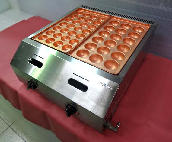 ハイグレード 業務用 手打ち銅板 たこ焼器 バック排気型