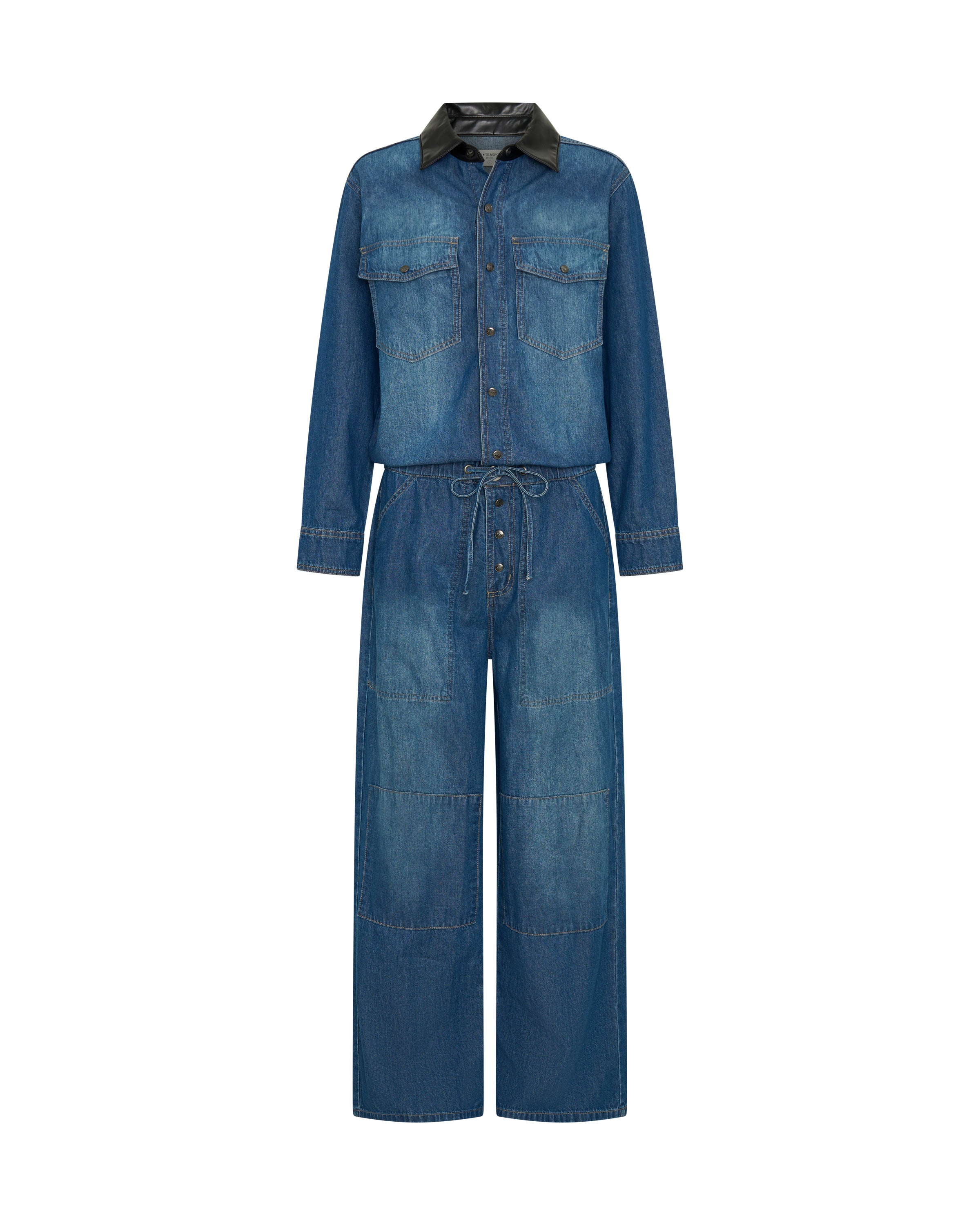 Izzy Drawstring Boiler Denim Jumpsuit - Blue Pasadena | One