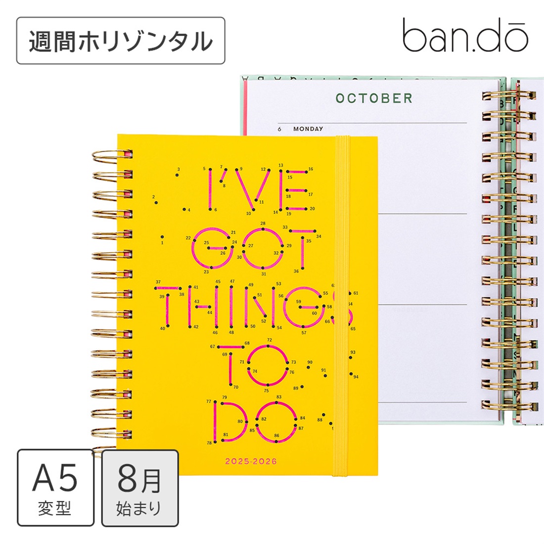 Ban.do バン・ドー 手帳 2026 スケジュール帳 ダイアリー 2025年8月