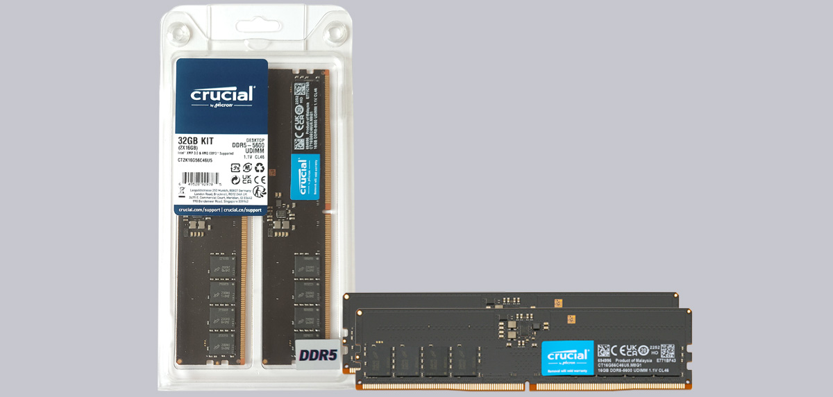 Crucial 32GB DDR5 2x 16GB DDR5-5600 RAM Review Layout, design and