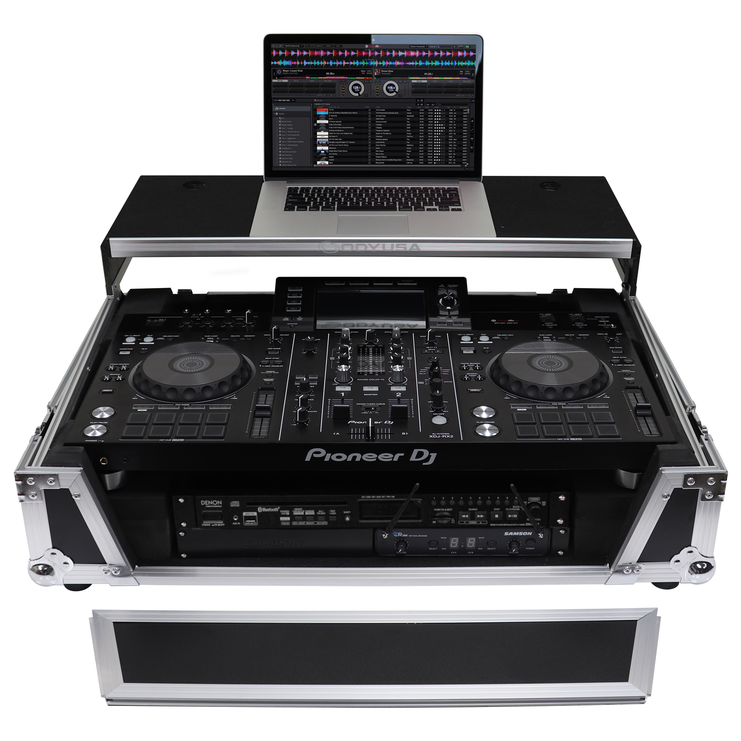 Pioneer XDJ-RX / XDJ-RX2 Flight Case with 2U Rack Space and Glide