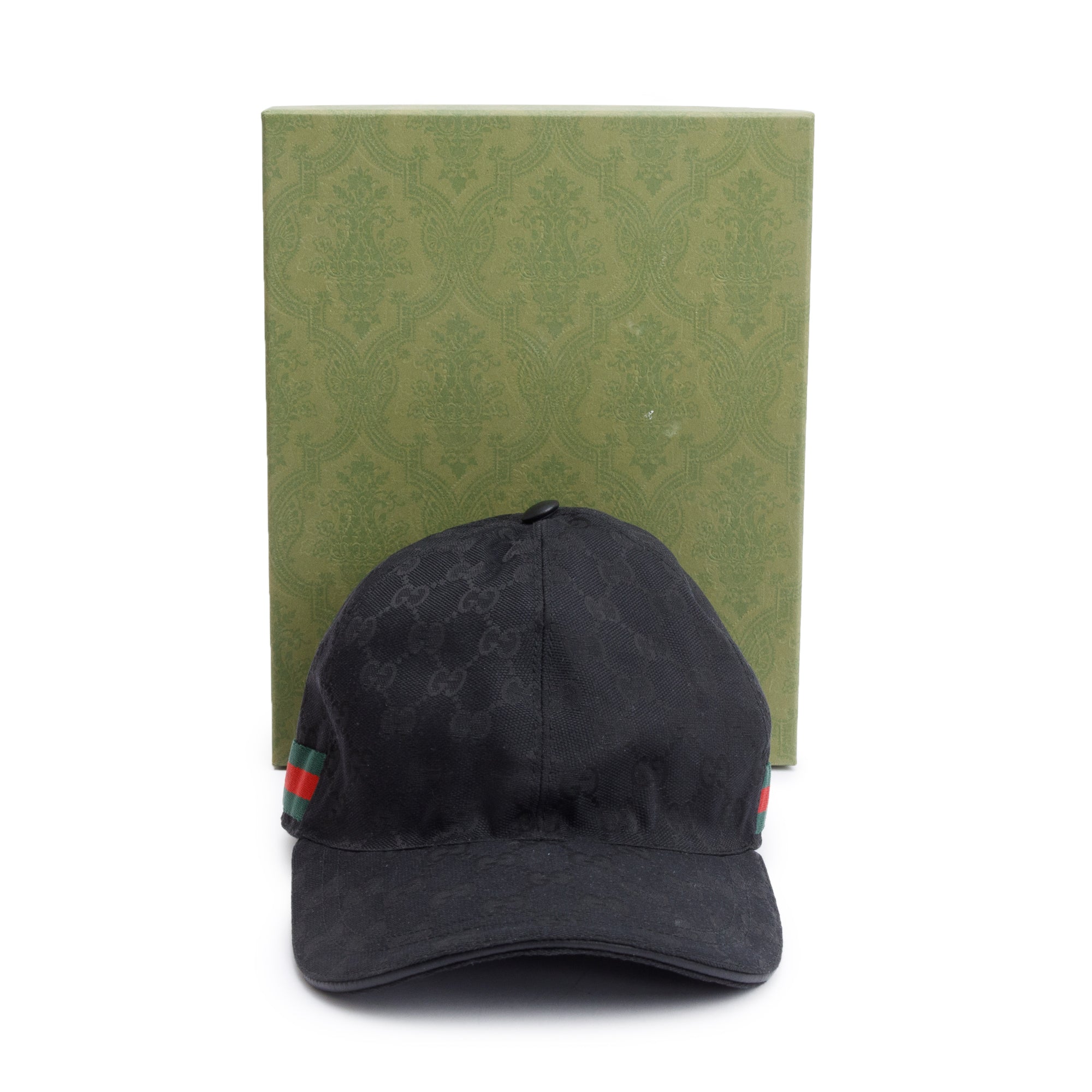 Gucci Black GG Canvas Baseball Hat with Web, Size XL 60 w/ Box